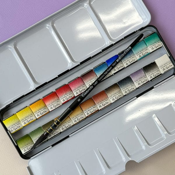 A. Gallo - Handmade Watercolours - Classic Palette - Set of 24 Half Pans