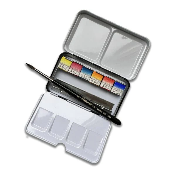 A. Gallo - Handmade Watercolours - Deluxe Essential Palette - Set of 6 Half Pans