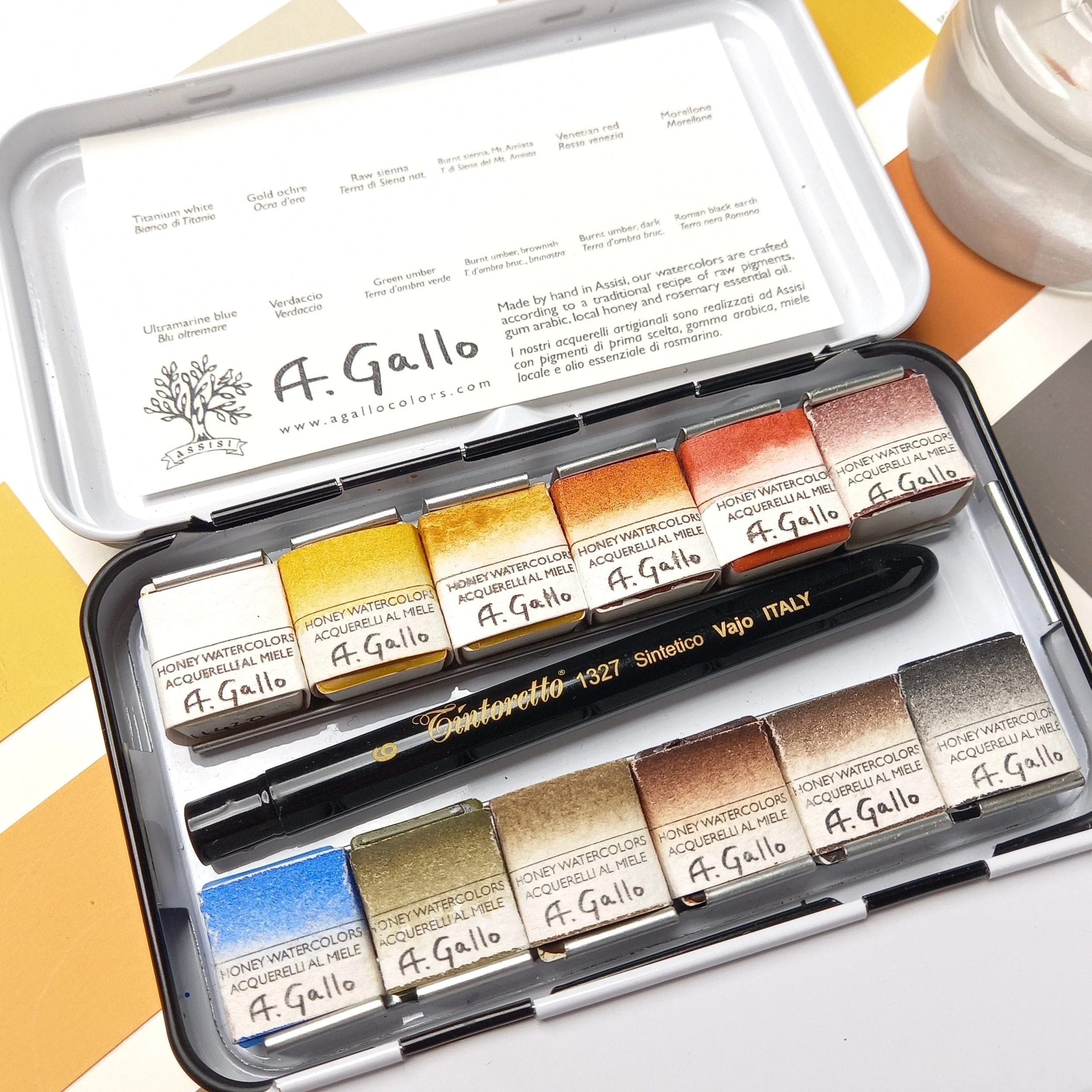 A. Gallo - Handmade Watercolours - Sinopia Palette - Set of 12 Half Pans - Image 2
