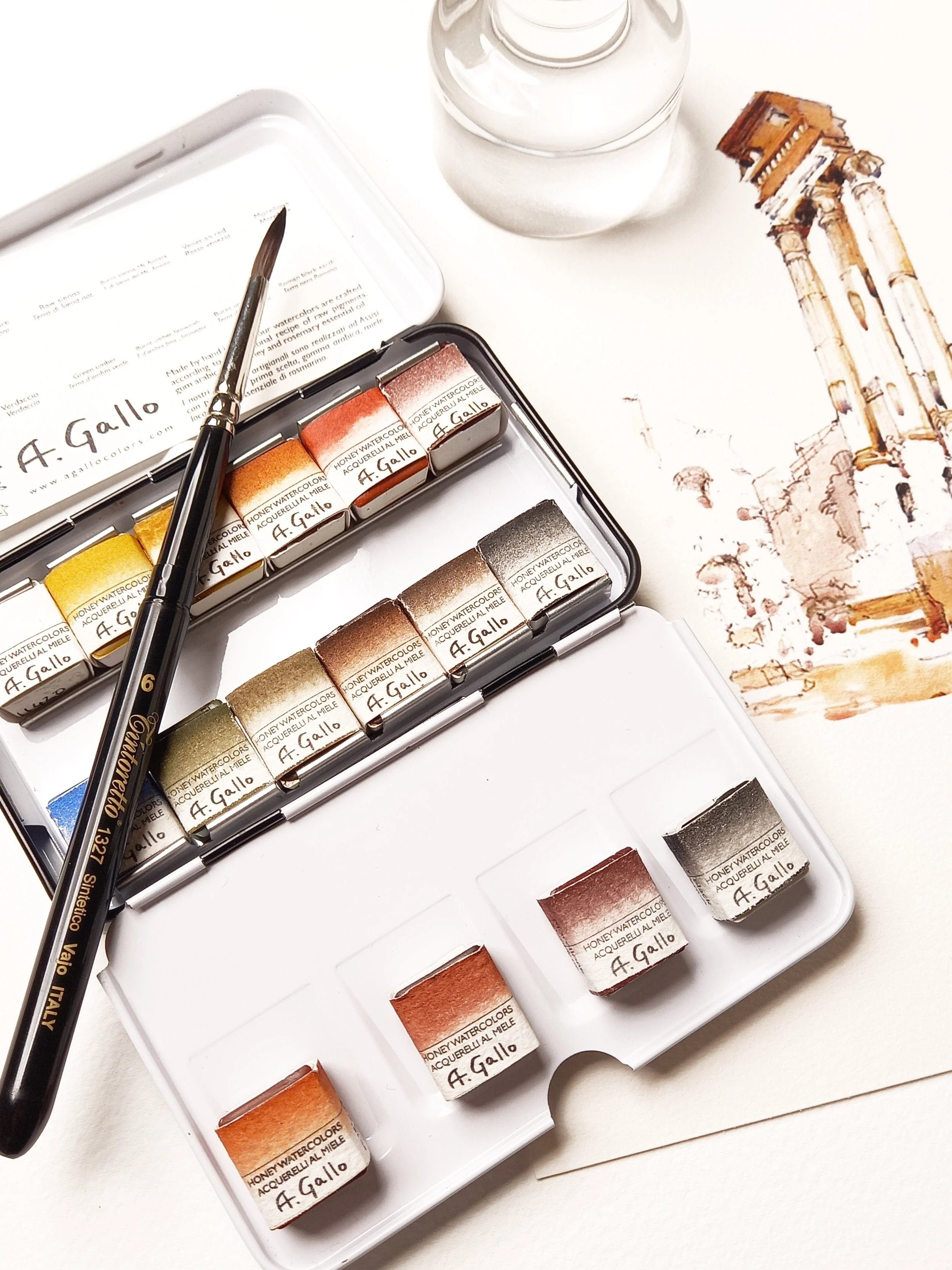 A. Gallo - Handmade Watercolours - Sinopia Palette - Set of 12 Half Pans - Image 3