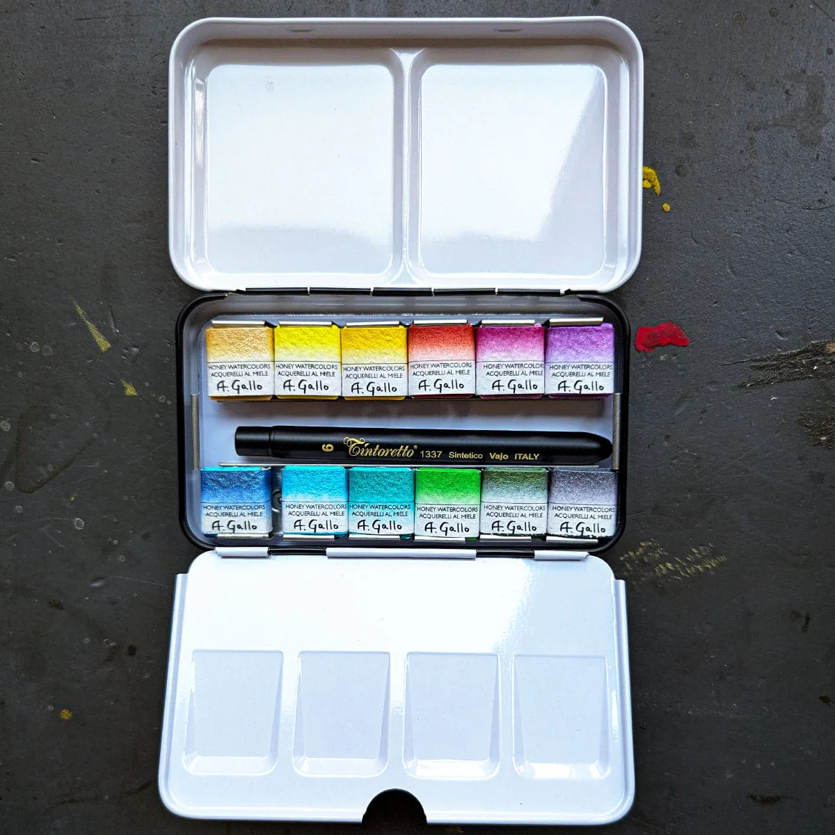 A. Gallo - Handmade Watercolours - Soft Iridescent Palette - Set of 12 Half Pans - Image 2