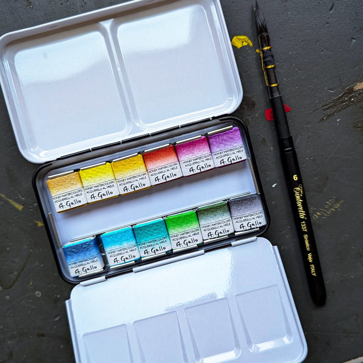A. Gallo - Handmade Watercolours - Soft Iridescent Palette - Set of 12 Half Pans - Image 4