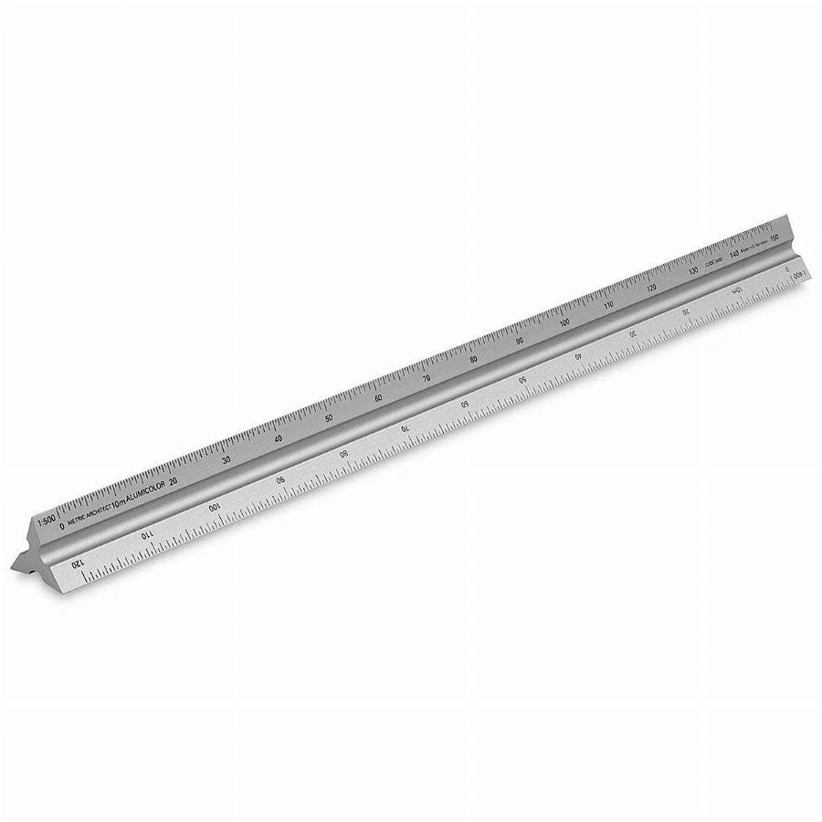 Alumicolor - Metal Pocket Tri-Scale - Architect Style - 6" Metric Ruler