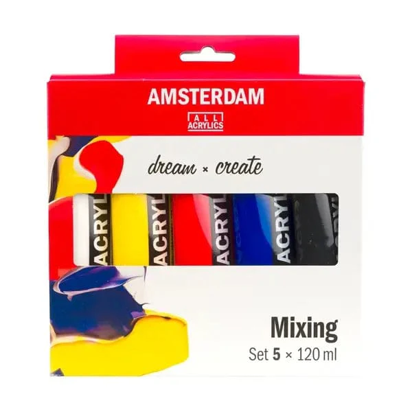 Amsterdam  Acrylic Paint Set - Primary Colours - 5 x 120mL Tubes