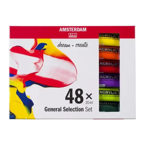 Amsterdam - Acrylic Paint Set - 48 Colours  x 20ml tubes- General Selection