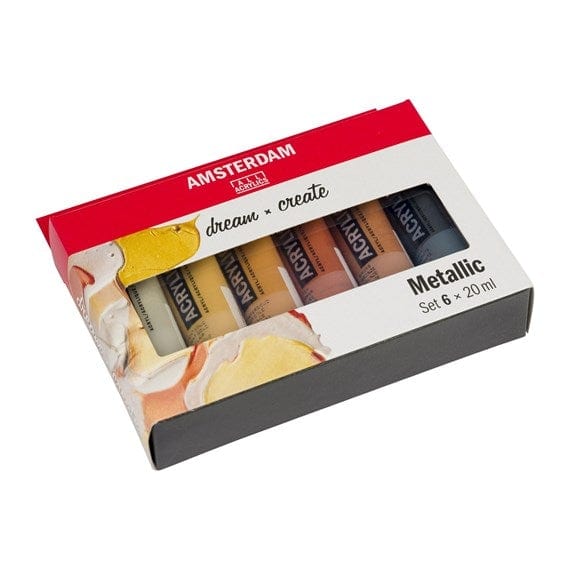 Amsterdam - Acrylic Paint Set - 6 Metallic Colours - 6 x 20mL Tubes