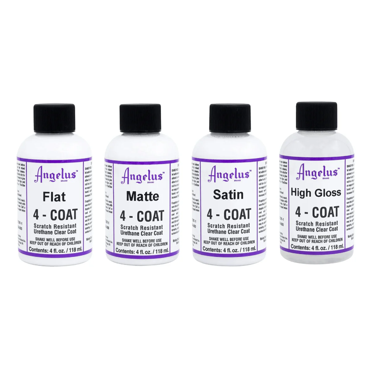 Angelus - 4-Coat - Urethane Clear Coats - 4oz Bottles