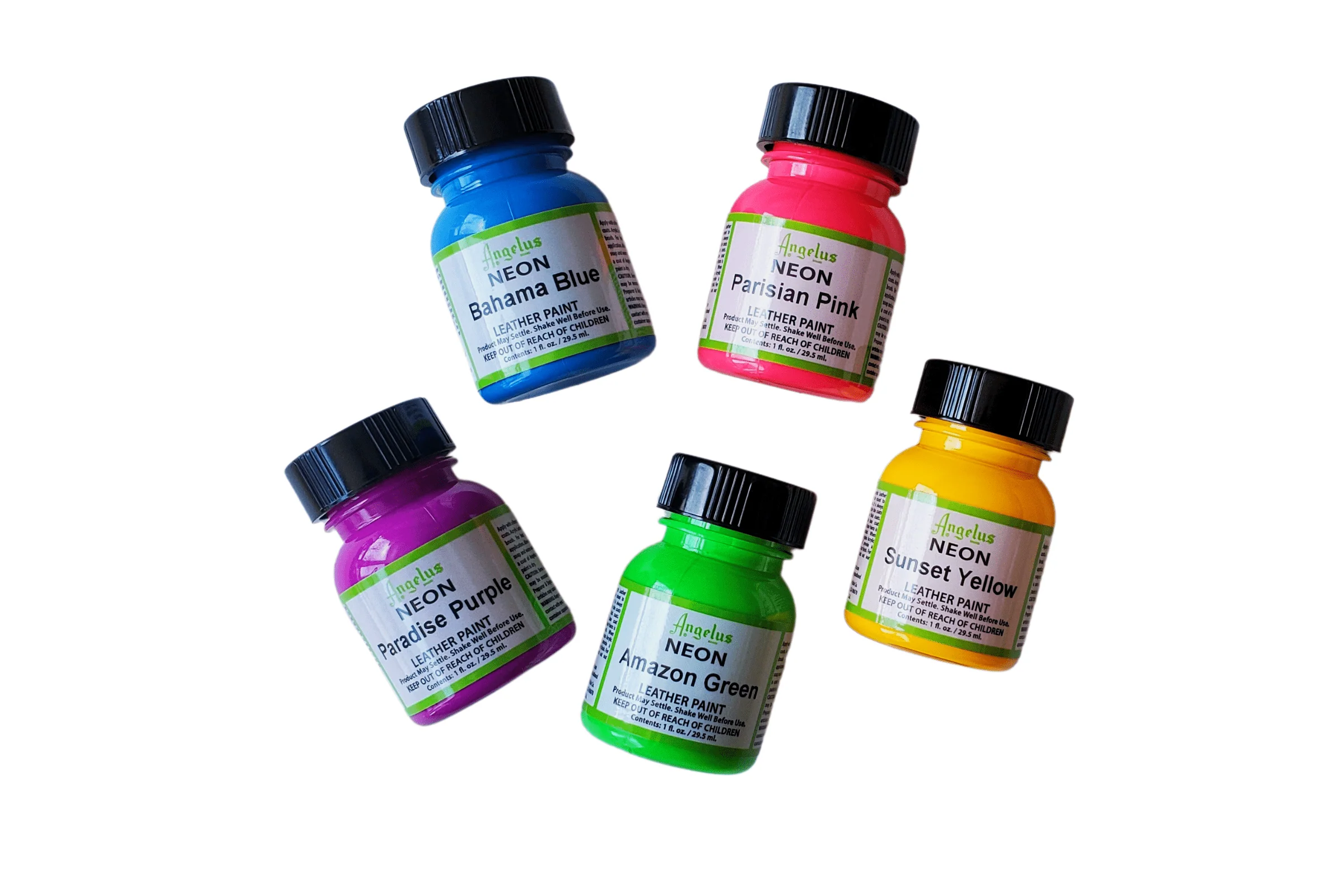 Angelus - Acrylic Leather Paints - 1oz Bottles - Neon Colours