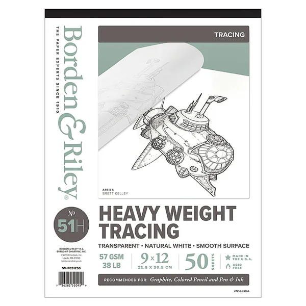 Borden & Riley - #51H Heavy Weight Tracing Paper - 9x12" Pad