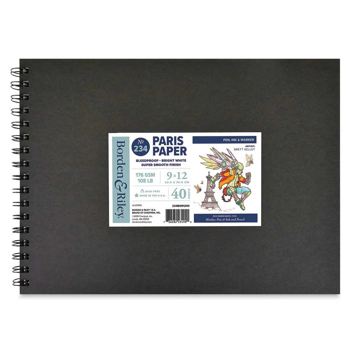 Borden & Riley -  #234 Paris Paper - 9x12" Spiral Bound Marker Pad