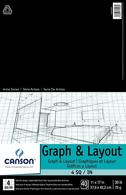 Canson - Artist Series - Graph & Layout Pad - 4 Squares per Inch - 11x17"