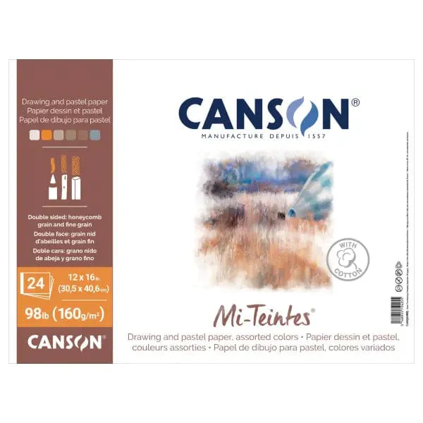 Canson - Mi-Teintes - Pastel Paper Pad - Assorted Colours - 12x16"