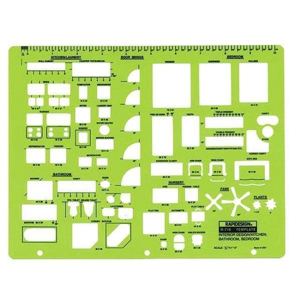 RapiDesign - Interior Design Kitchen/Bed/Bath Template - 1/4" Scale