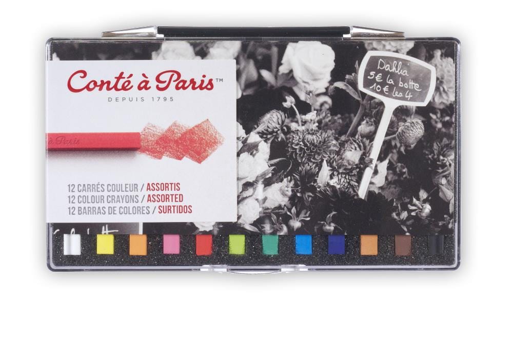 Conté à Paris - Colour Carré Crayons - Assorted Colours - Set of 12