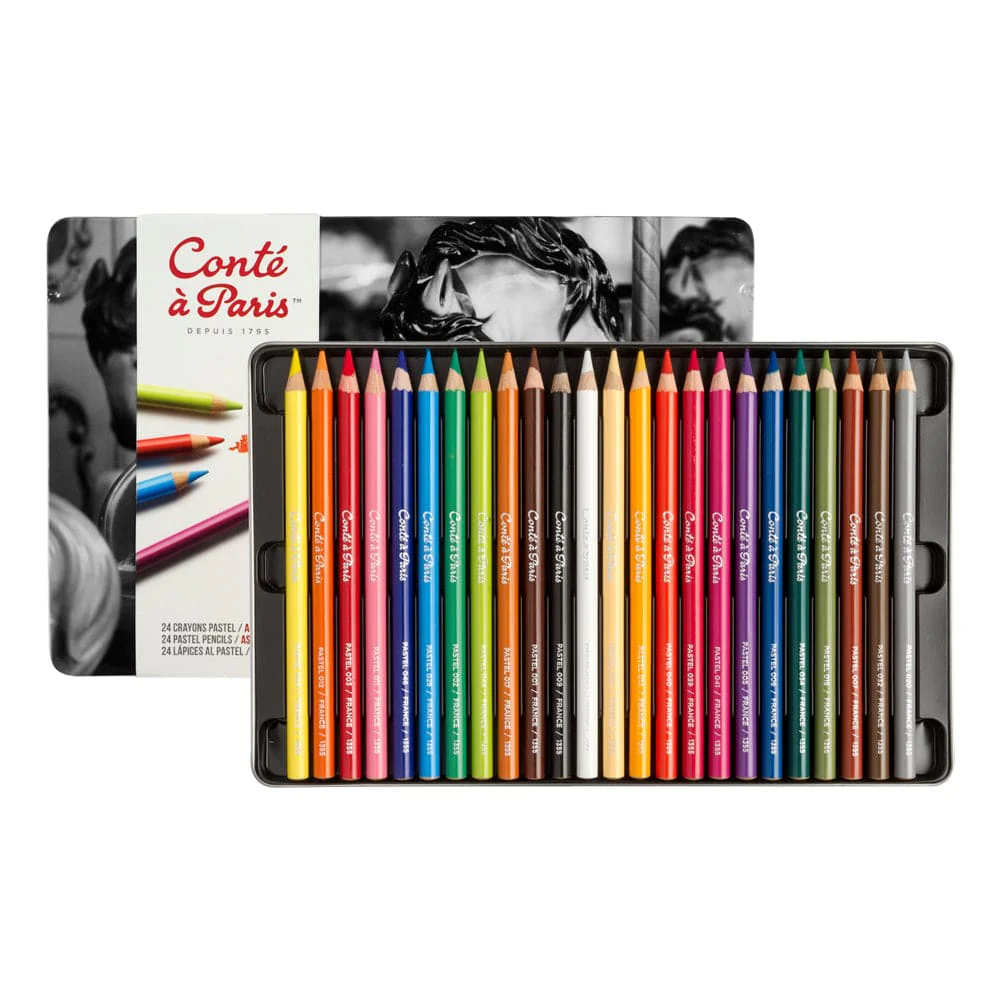 Conté à Paris - Pastel Pencils - Tin of 24 Colours