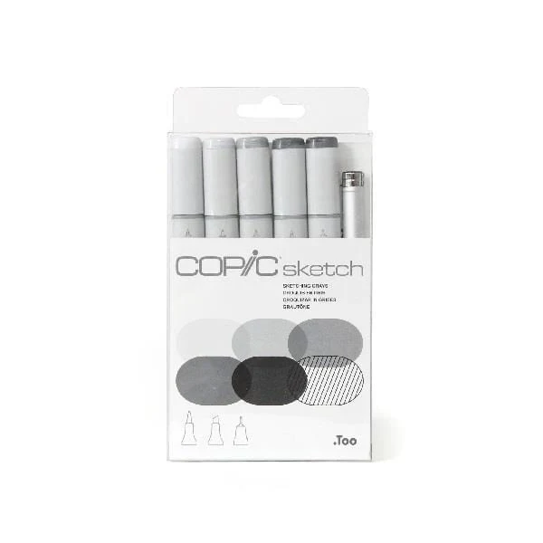 Copic - Sketch Markers - Set of 6 Colours - Sketching Greys