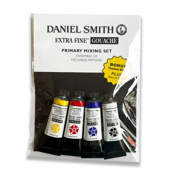 Daniel Smith - Extra Fine Gouache - 3 Primary Colours + White - 15mL Tube Set