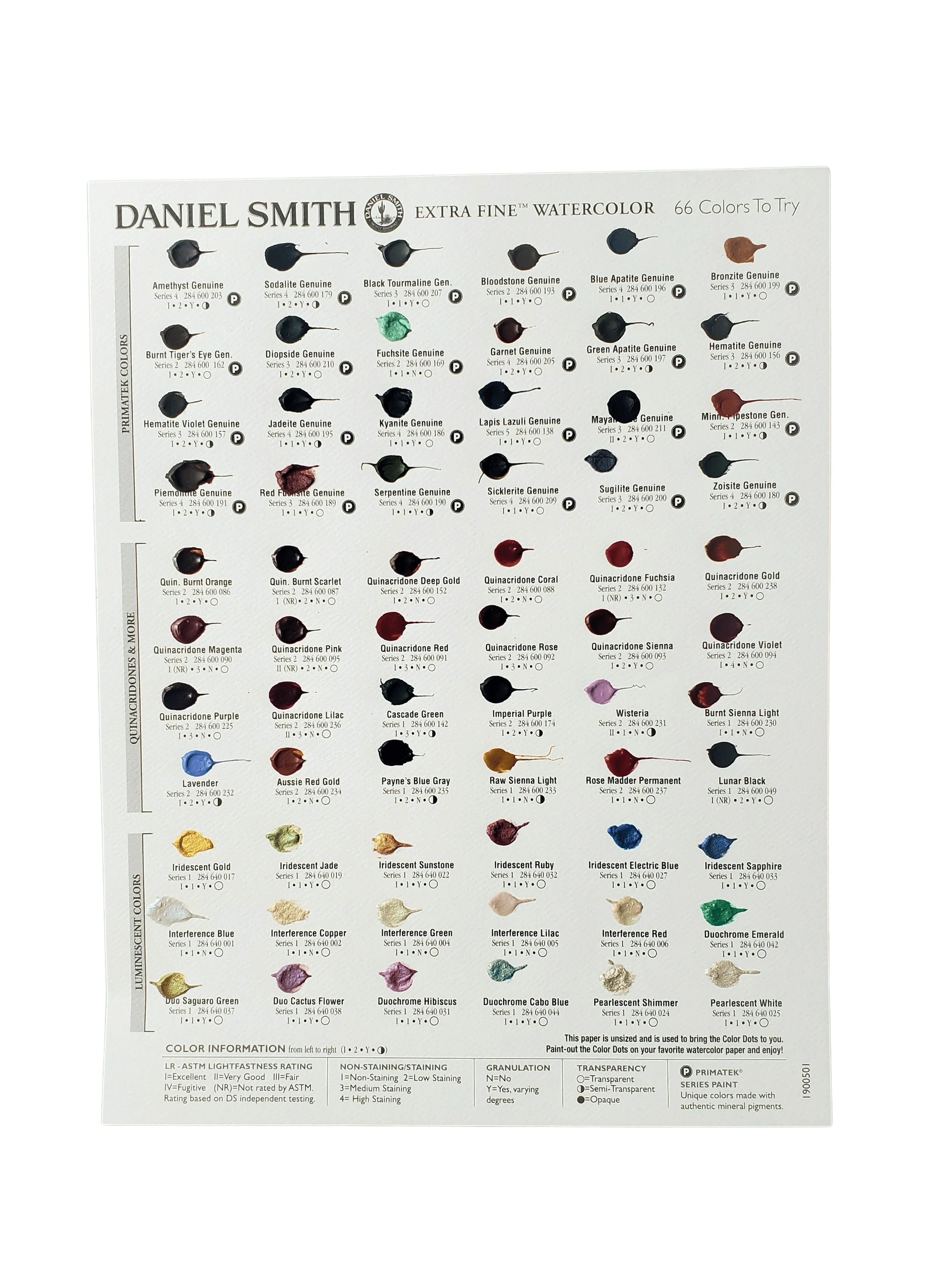 Daniel Smith - Extra Fine Watercolour - Dot Card - 66 Colours