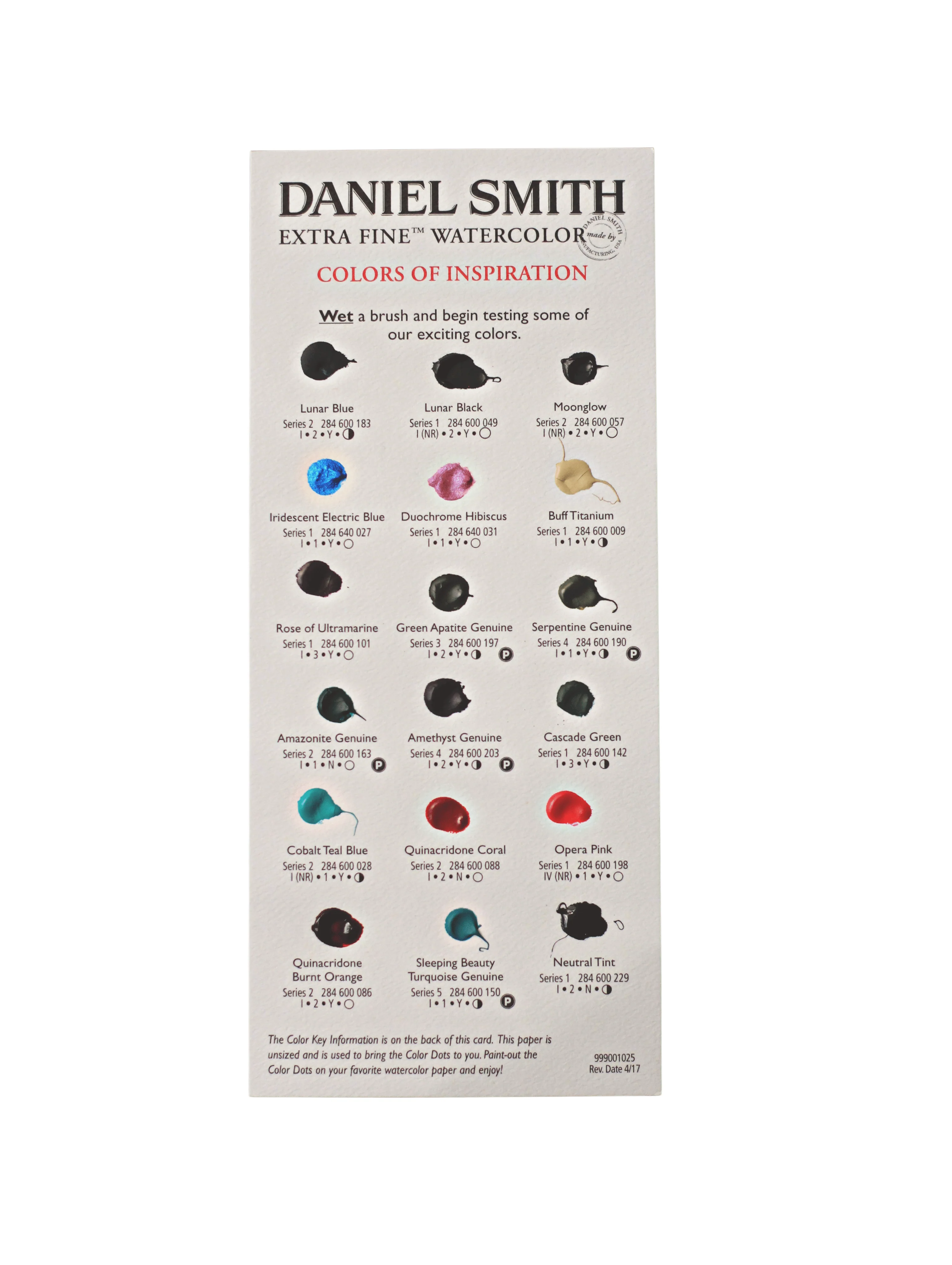 Daniel Smith - Extra Fine Watercolours - Dot Card - 18 Colours