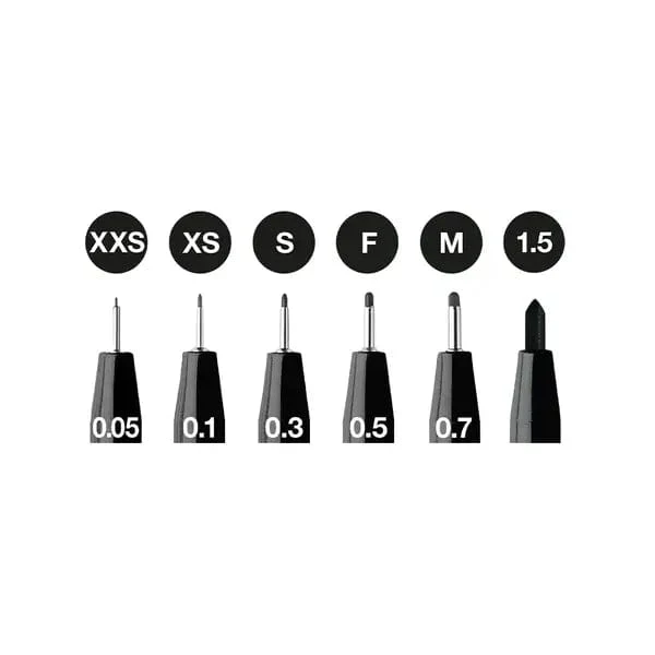 Faber-Castell - Pitt Artist Pens - Set of 6 - Black - XXS,XS,S,F,M,1.5 - Image 2