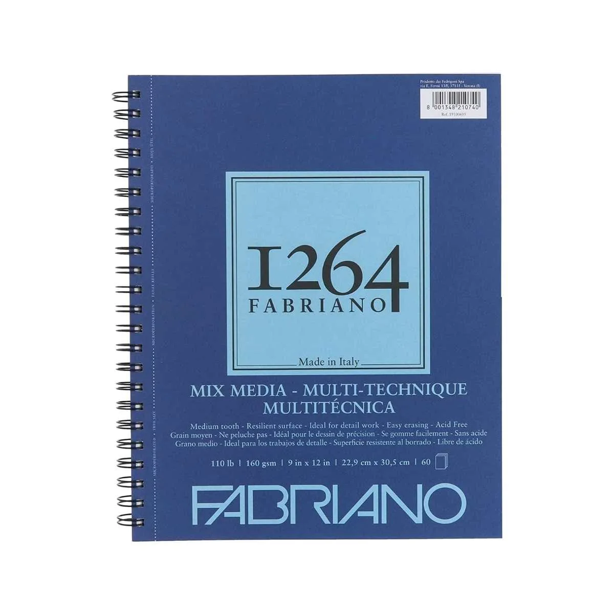 Fabriano - 1264 - Mixed Media Paper - 110lb - 9x12" Coil Pad