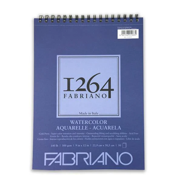 Fabriano - 1264 - Watercolour Paper - 140lb - 9x12" Top Coil Pad