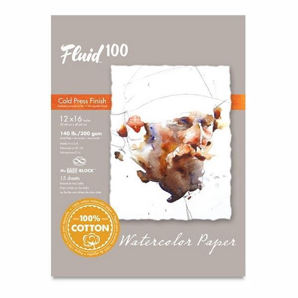Fluid 100 - Watercolour Block - Cold Press - 140lb - 12x16"