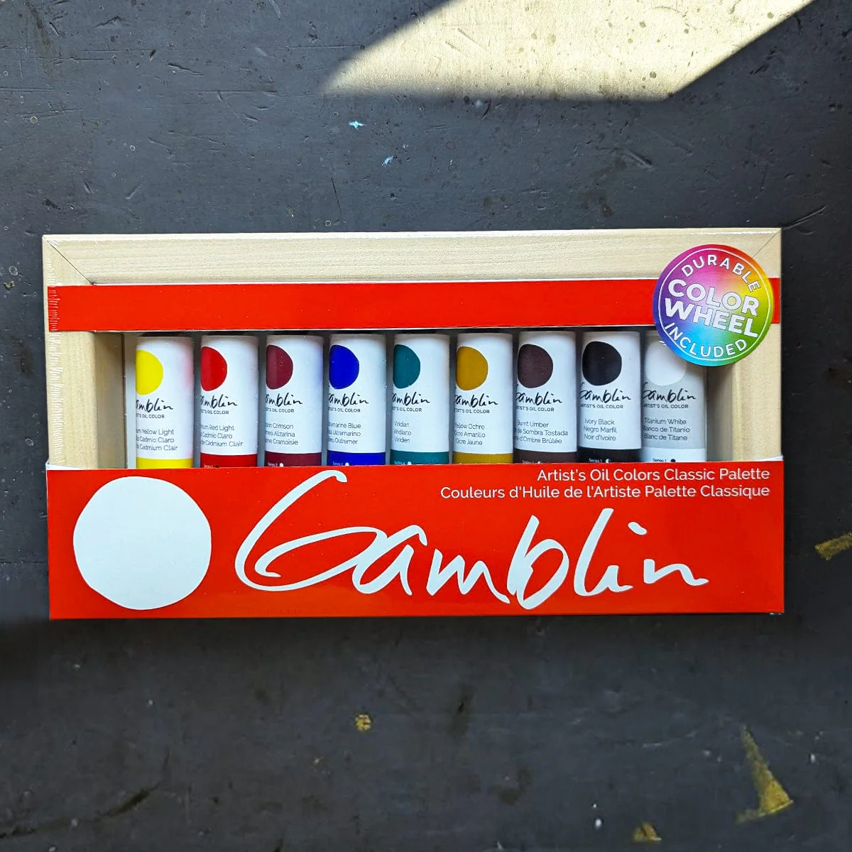 Gamblin - Artist's Oil Colours - Classic Palette - 9 Colours - 37mL Tubes with Colour Wheel