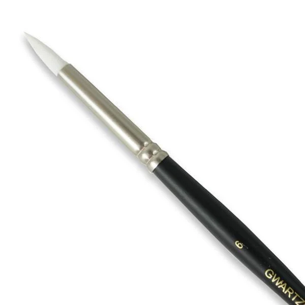 Gwartzman's - White Taklon Brush - Series 70 - Round #6