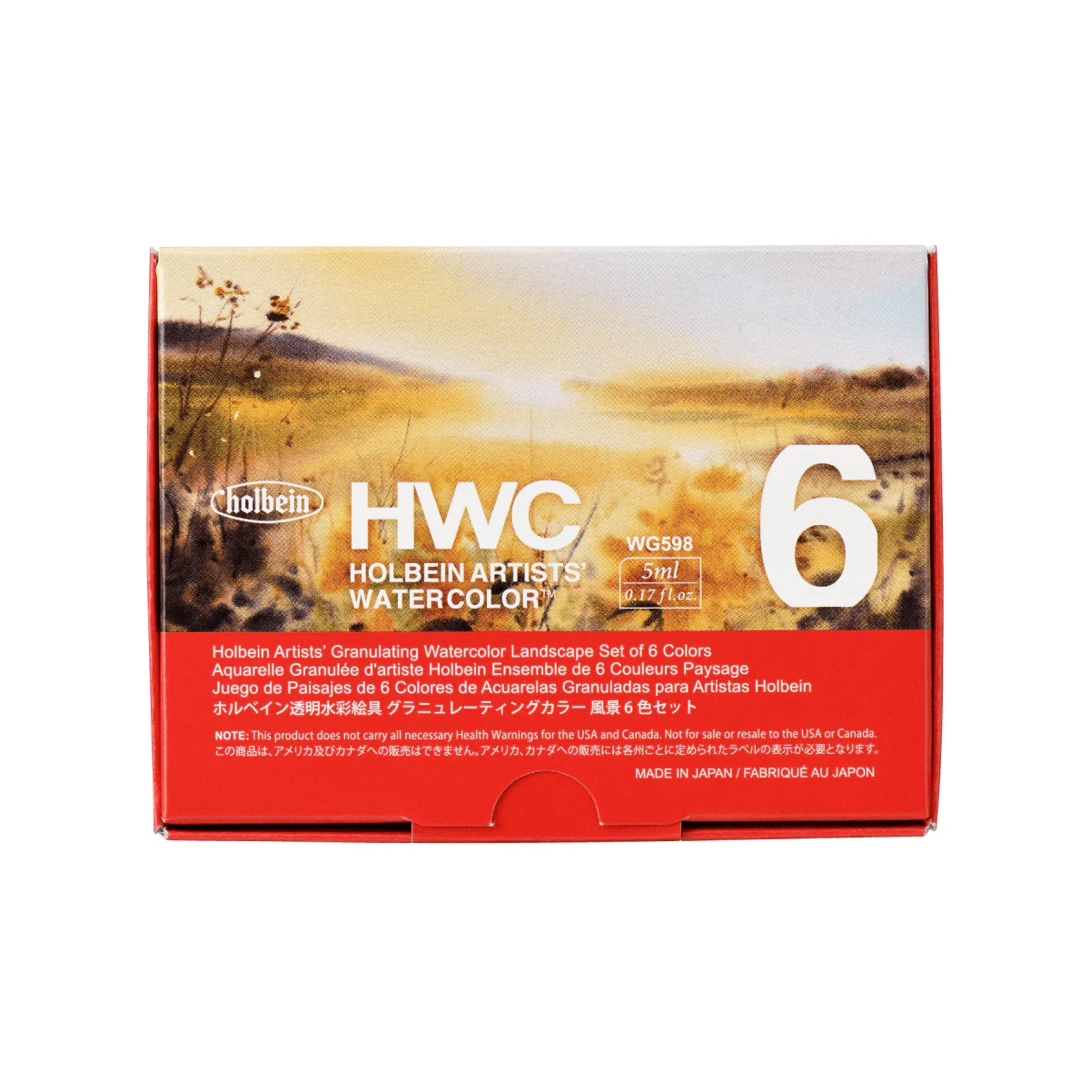 Holbein - Artists' Granulating Watercolour - Landscape - Set of 6 Colours - 5mL Tubes