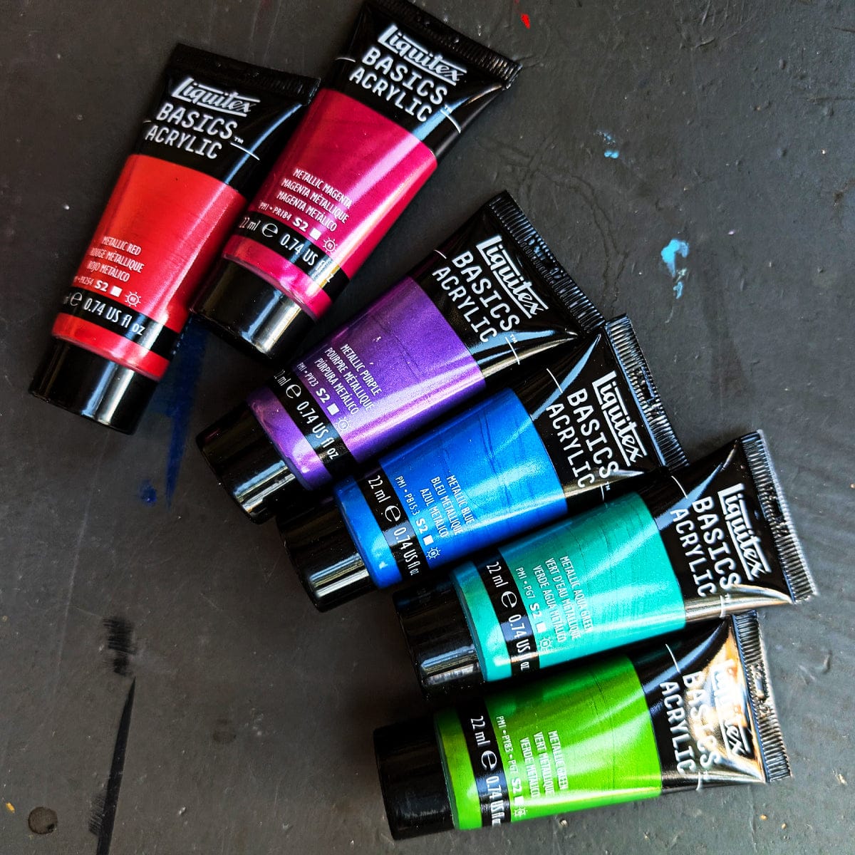 Liquitex - Basics Acrylic Colours - Metallics - Set of 6 x 22mL Tubes - Image 2