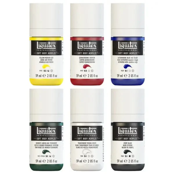 Liquitex - Soft Body Acrylic Paint - Mixing Set - 6 Colours in 59mL Jars - Image 2