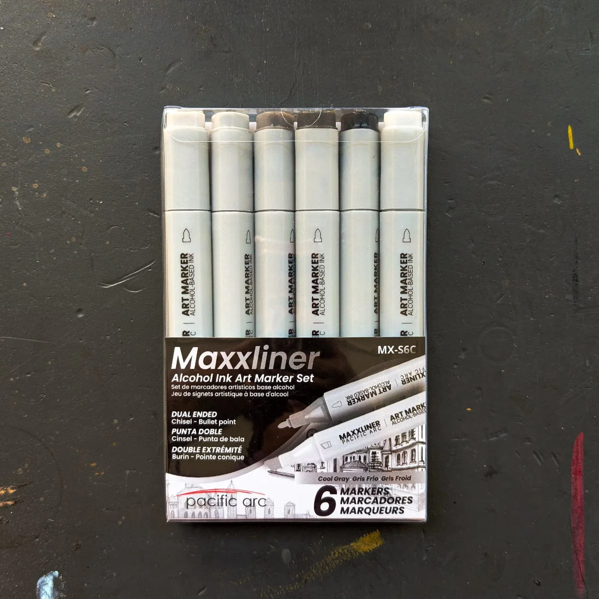 Maxxliner - Alcohol Ink Art Markers - Set of 6 - Cool Grey