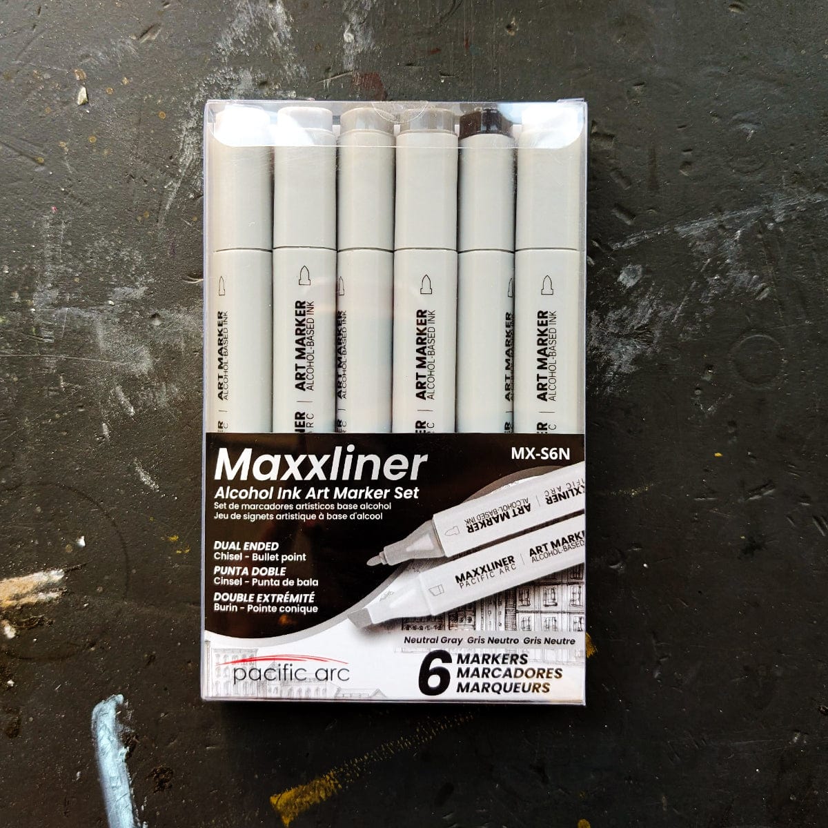 Maxxliner - Alcohol Ink Art Markers - Set of 6 - Neutral Grey