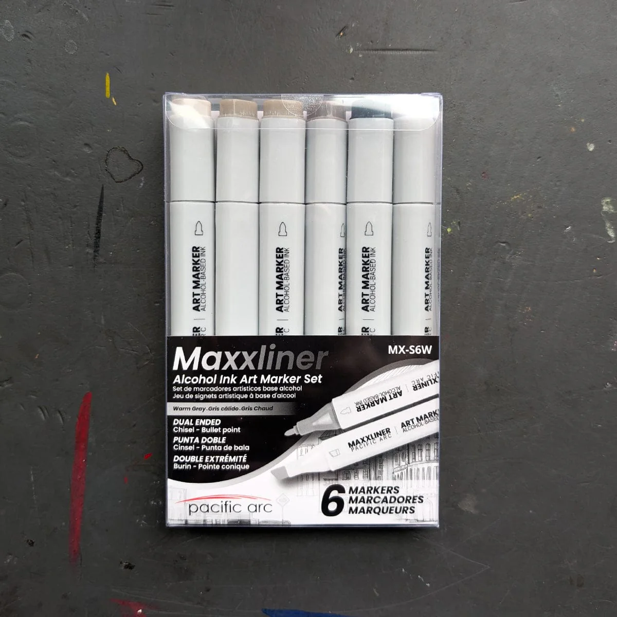 Maxxliner - Alcohol Ink Art Markers - Set of 6 - Warm Grey