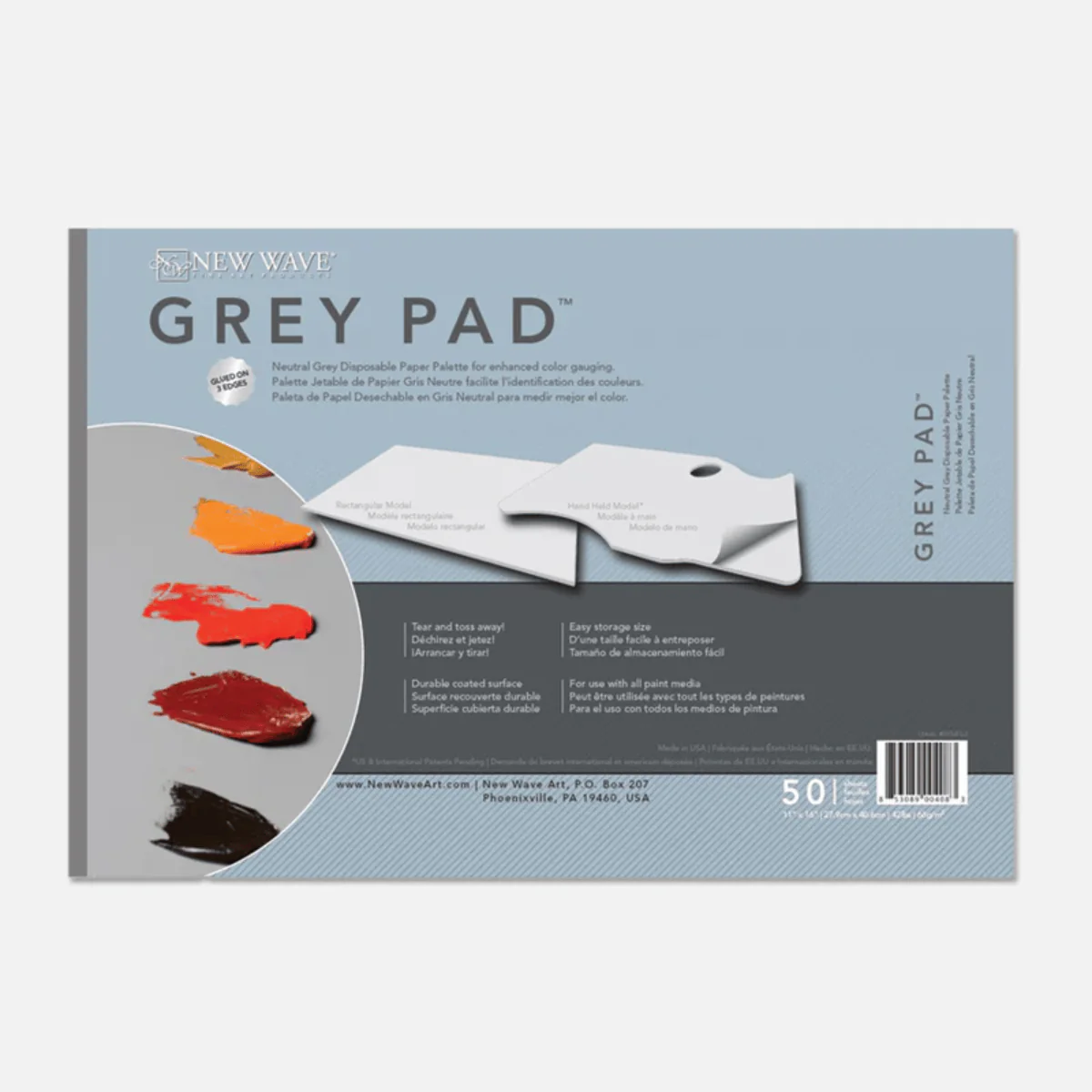 New Wave - Grey Pad - Rectangular Paper Palette - 11x16"