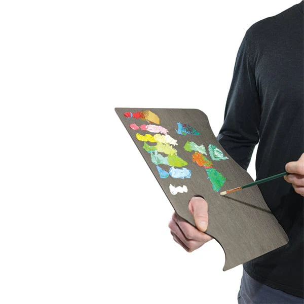 New Wave - Highland - Hand Finished Wooden Artist Palette - Left Handed Model - Neutral Grey - Image 2