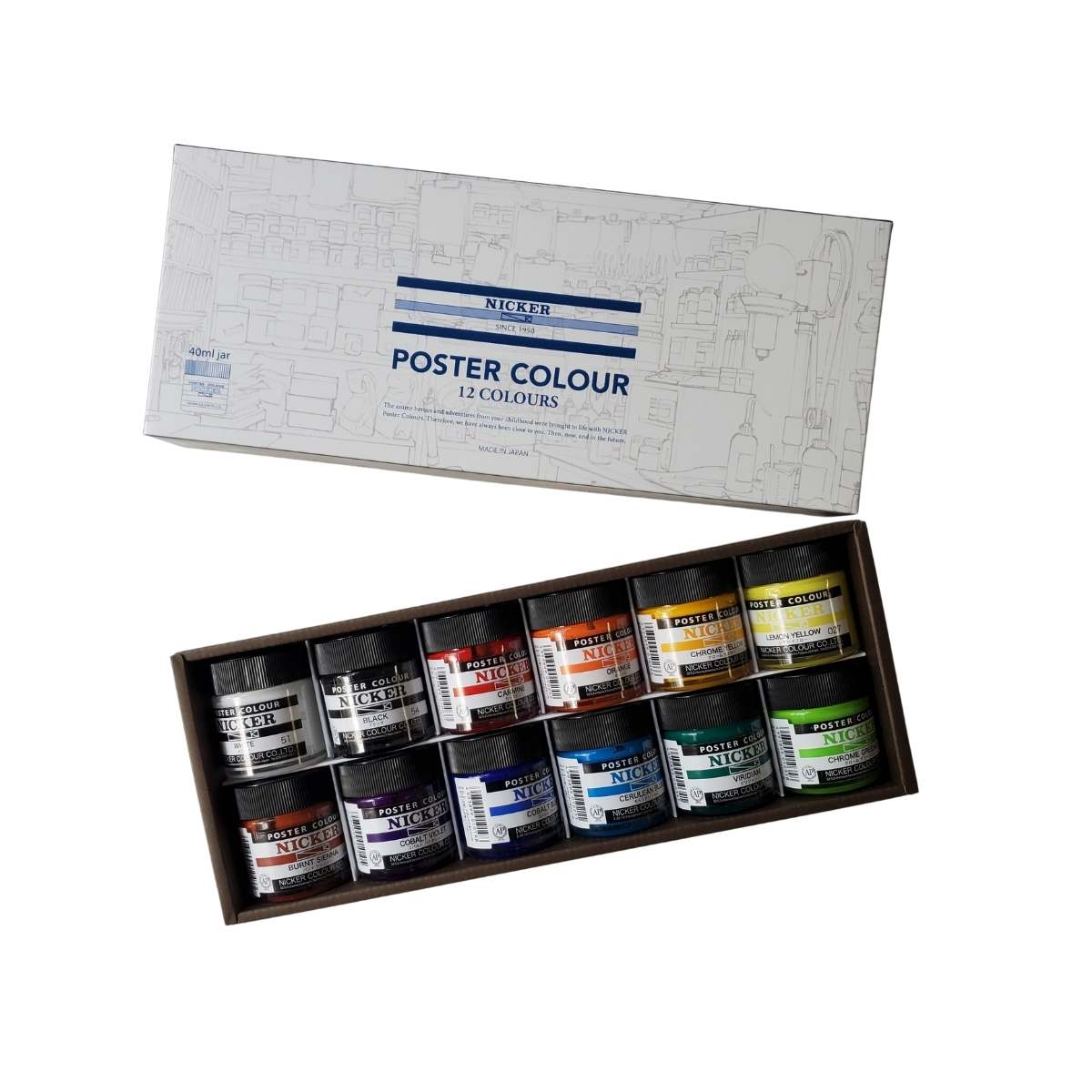 Nicker - Poster Colours - Set of 12 Colours - 40mL Jars - Image 5