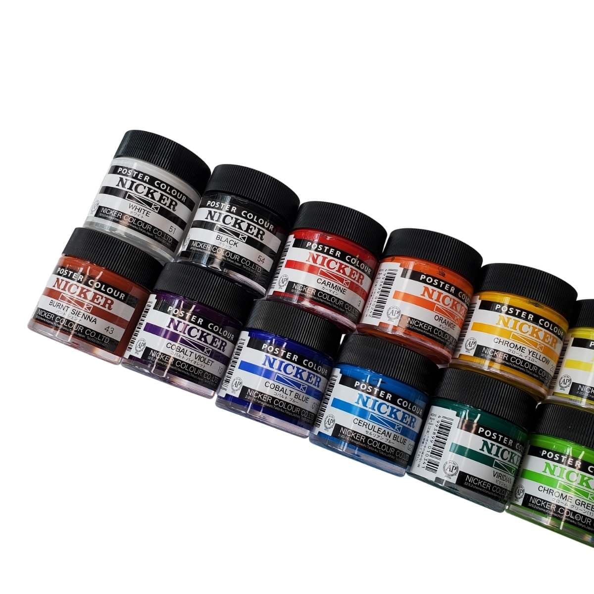 Nicker - Poster Colours - Set of 12 Colours - 40mL Jars - Image 6