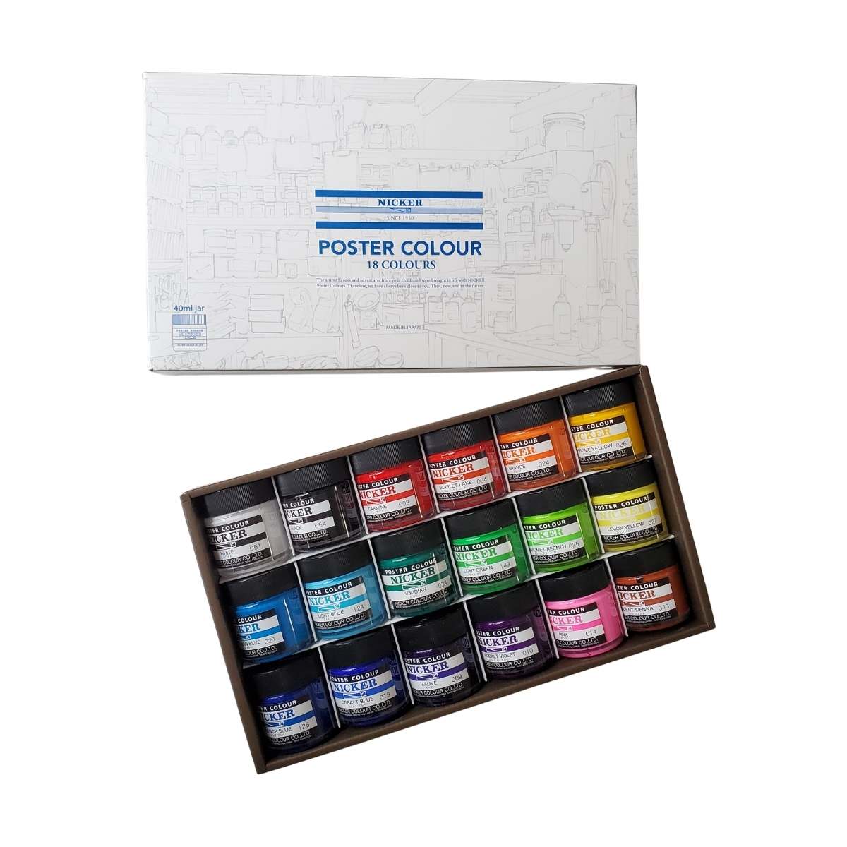 Nicker - Poster Colours - Set of 18 Colours - 40mL Jars