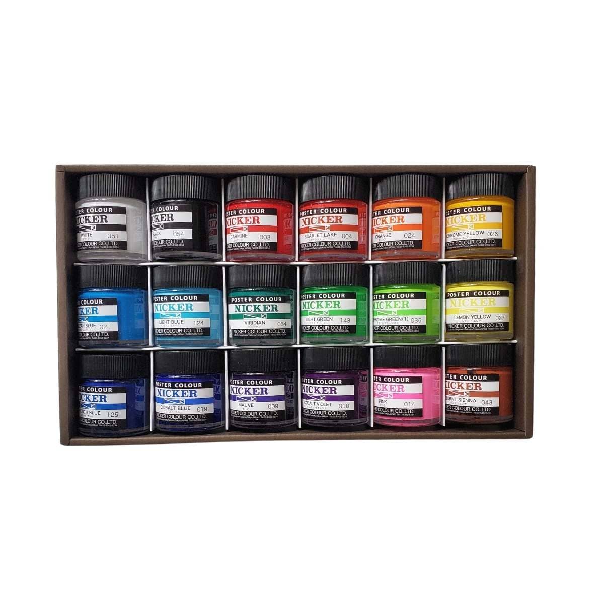 Nicker - Poster Colours - Set of 18 Colours - 40mL Jars - Image 2