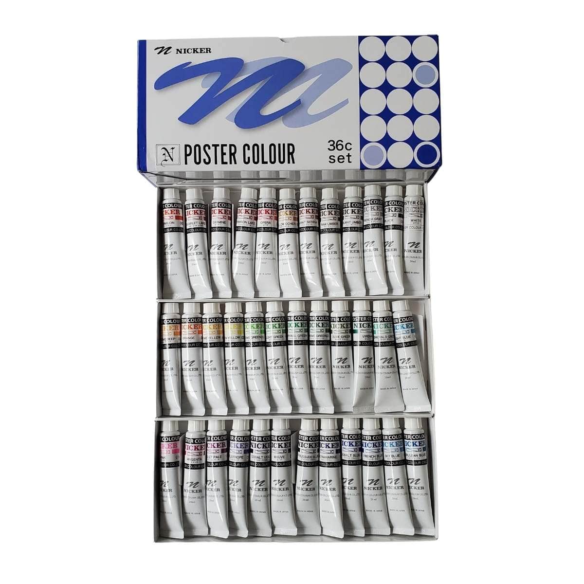 Nicker - Poster Colours - Set of 36 Colours - 20mL Tubes