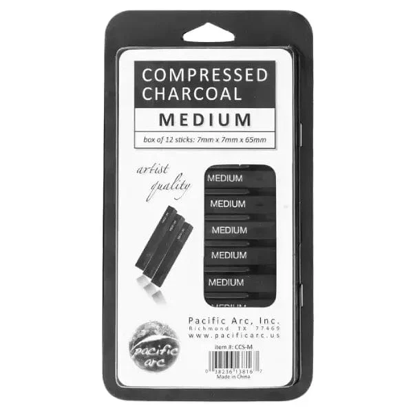 Pacific Arc - Compressed Charcoal - 12 Medium Sticks