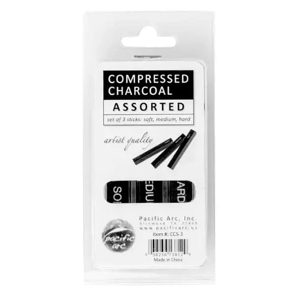Pacific Arc - Compressed Charcoal - 3 Assorted Sticks