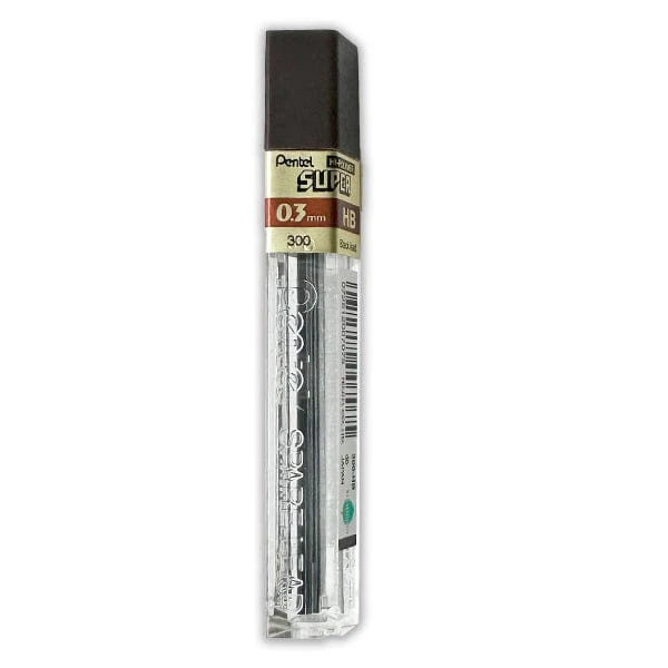 Pentel - Hi-Polymer SUPER - 0.3mm HB Lead - 12 Piece Tube