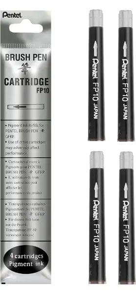 Pentel - Pocket Brush Pen - Pack of 4 Refills - Black Ink