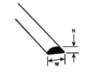 Plastruct - Styrene Rods - Half Round - 1/16x10" - 5 Pack
