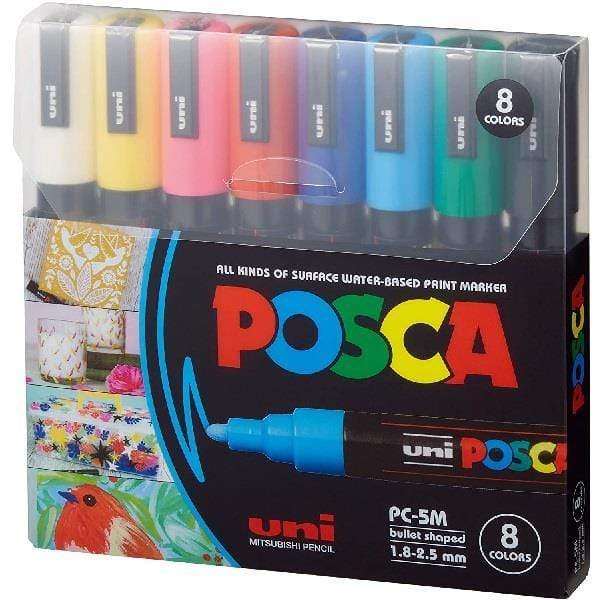 Uni - Posca - Paint Marker Set - 8 Pieces - Basic Colours - Medium Tip - PC-5M