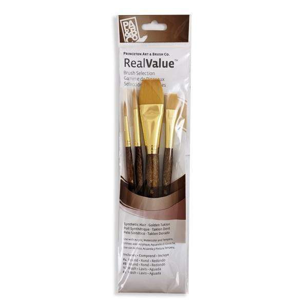 Princeton - Real Value - Short Handle Gold Taklon Brush Set - 4 Pack