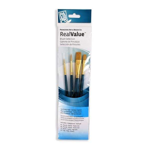 Princeton - Real Value - Short Handle Gold Taklon Brush Set - 4 Pack